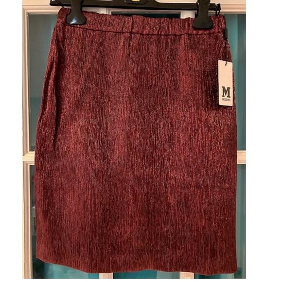 NWT M MISSONI Rust Maroon Metallic Lame Pencil Straight Zip Party IT 40 US 4 - Picture 3 of 11